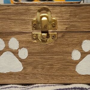 Wooden Storage Box with Paw Prints